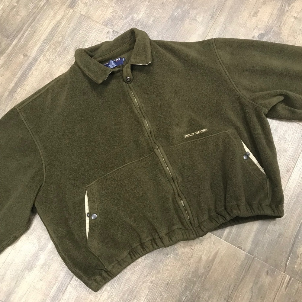 Vintage Polo Sport Ralph Lauren Fleece Jacket Men XXL Made In USA Green 90s
